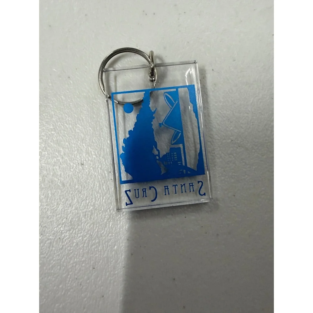 Santa Cruz Acrylic Keychain Blue‎ Graphic Clear Rectangle Souvenir Key Ring